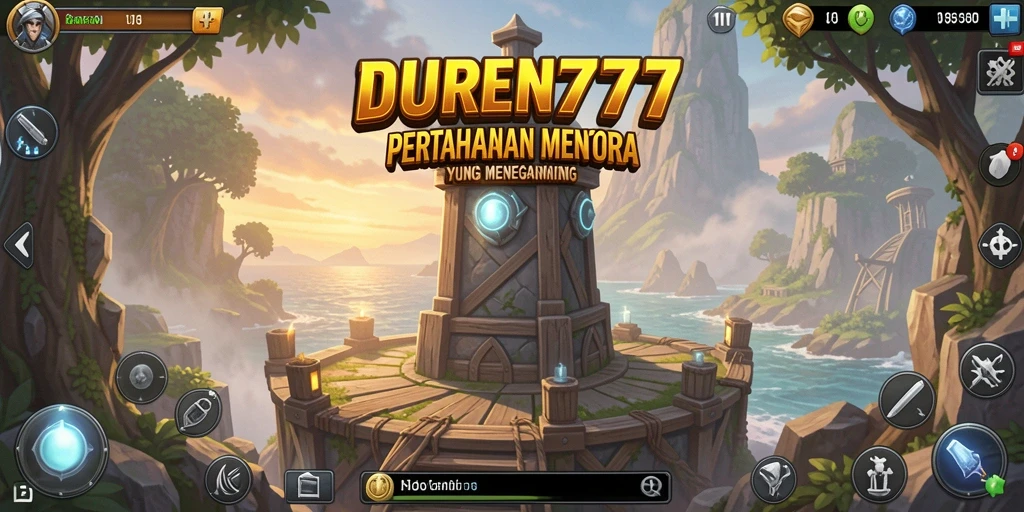 Tangkapan layar menampilkan aksi pertahanan menara yang seru dalam DUREN777.