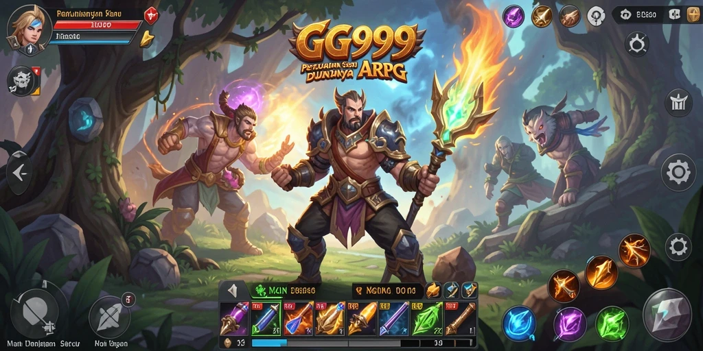 Screenshot menunjukkan aksi tempur seru dalam game ARPG GG999.