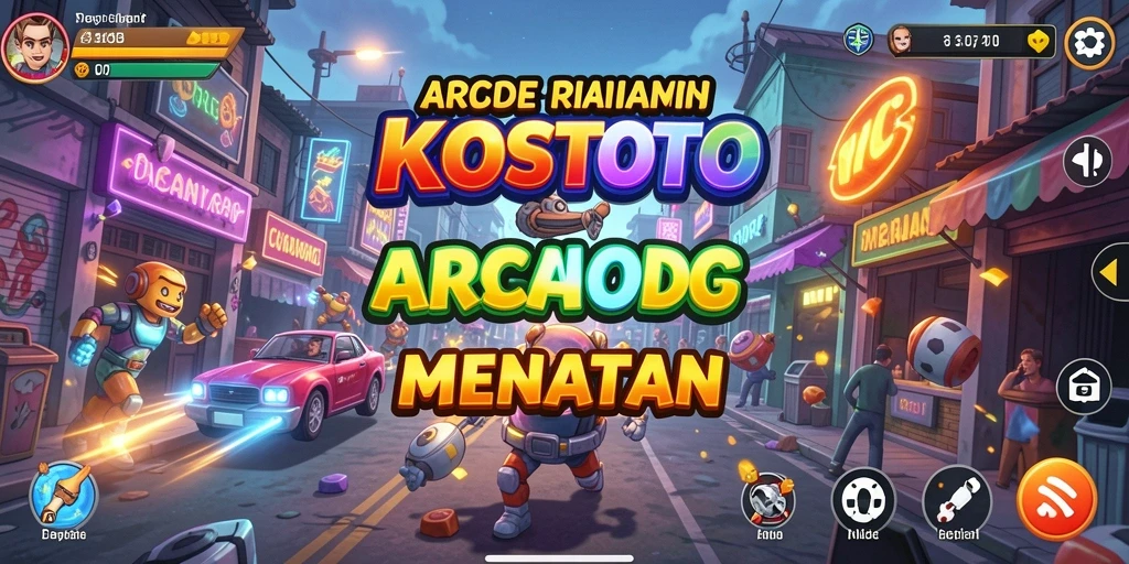 Screenshot KOSTOTO menampilkan aksi seru dalam gameplay arcade.