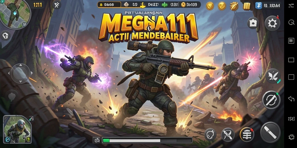 Tampilan menarik dari gameplay aksi MEGA111 yang mendebarkan.