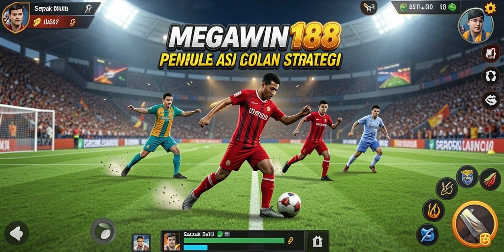 Tampilan gameplay MEGAWIN188 yang penuh aksi dan strategi sepak bola.