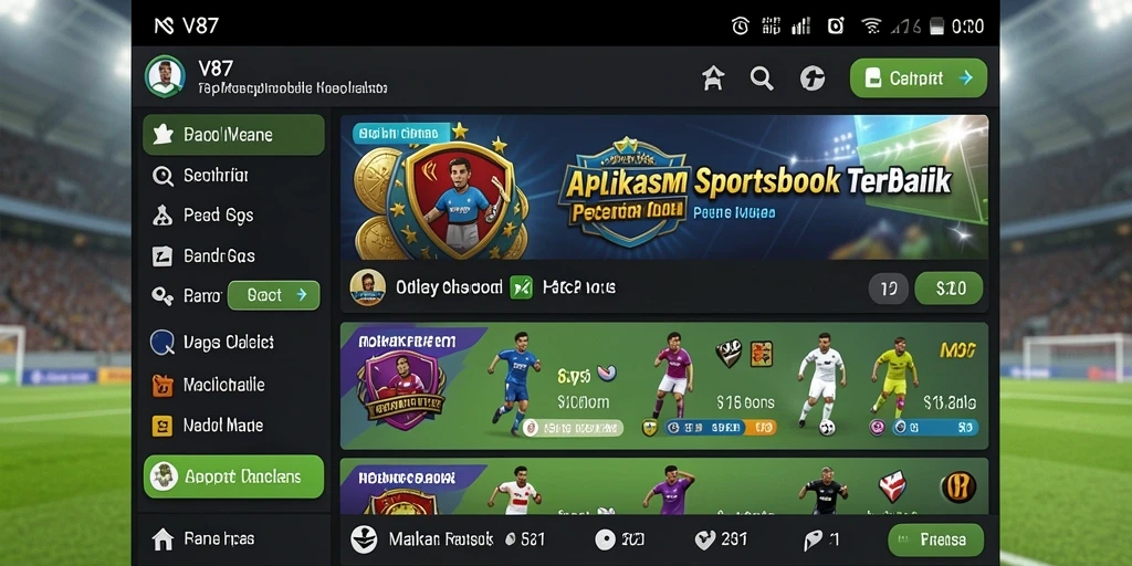Tampilan screenshot V87 yang menampilkan fitur taruhan olahraga yang menarik.